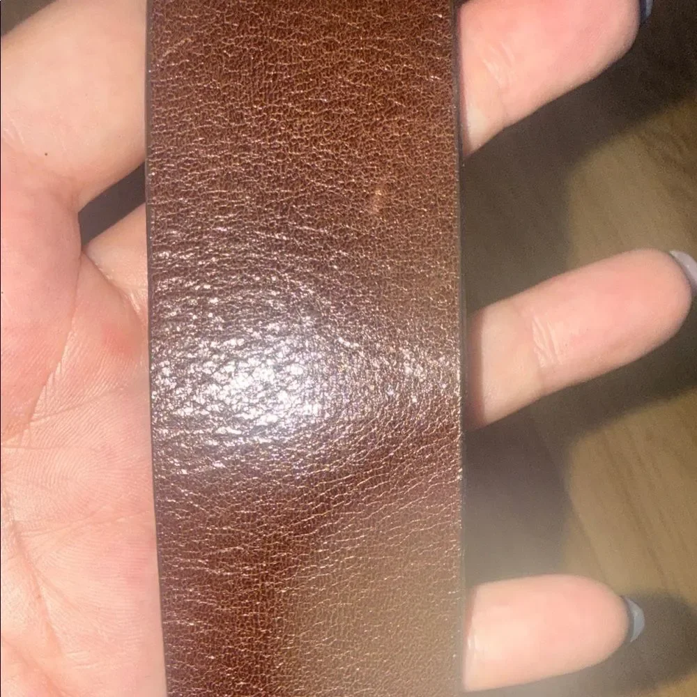 Vintage Calvin Klein Leather Brown Belt Silver Buckle Made in USA Small